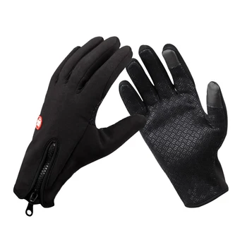 Перчатки для верховой езды Зимние уличные перчатки с полными пальцами, теплые водонепроницаемые флисовые перчатки с сенсорным экраном для взрослых, перчатки унисекс для велоспорта AC0064