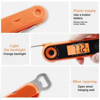 Пищевой термометр для барбекю Высокоточный Водонепроницаемый пищевой термометр с подсветкой ЖК-дисплея для кухни барбекю Пищевой термометр для гриля