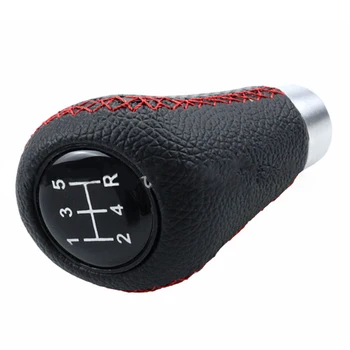 Плавное и точное переключение передач с помощью универсальной 5-ступенчатой автомобильной ручки ручного переключения передач Черная кожа с красными строчками