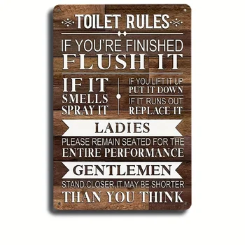 Пожалуйста, соблюдайте правила пользования туалетом, металлическую жестяную вывеску, правила оформления ванной комнаты в винтажном стиле, декор стен общественного здравоохранения в домашней комнате