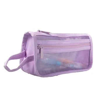 Портативная двухслойная сумка для хранения, Симпатичный прозрачный стационарный пенал-органайзер для студентов, колледж