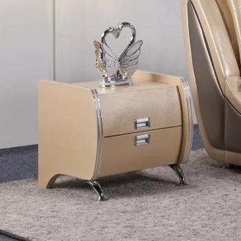 Прикроватная тумбочка из искусственной кожи с 2 выдвижными ящиками, золото, B8047-NS прикроватная тумбочка мебель для спальни