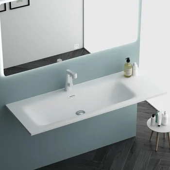 Приятный на ощупь каменный цельный умывальник для ванной комнаты под умывальником с одним умывальником для ванной комнаты.