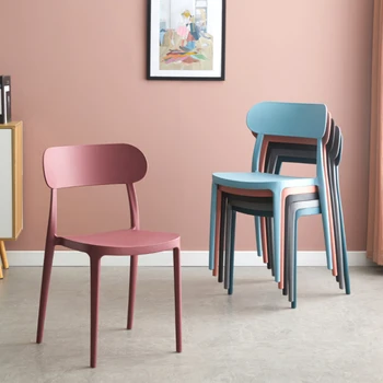 Простой пластиковый стул для дома, обеденный стул для отдыха взрослых, креативный пластиковый стул с толстой ленивой спинкой.