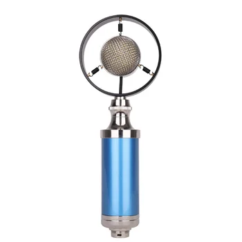 Профессиональный конденсаторный Проводной винтажный студийный микрофон звукозаписи для прямой трансляции синего цвета