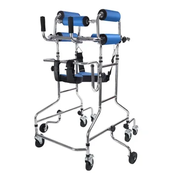 Рама для ходунков при гемиплегии с сиденьем и колесом, оборудование для реабилитации, устройство для складывания, регулируемое по высоте, для инвалидов нижних конечностей