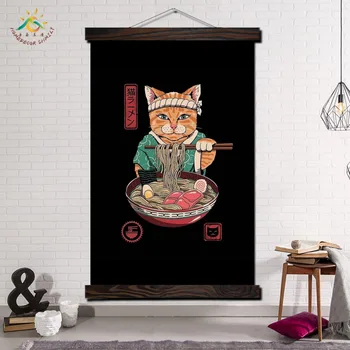Рамен для кошек Wave, винтажные плакаты и принты, живопись на холсте, настенные панно, картина в рамке, украшение дома