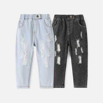 Рваные джинсы из эластичного хлопка PatPat для маленьких девочек/мальчиков