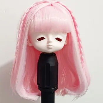 Розовые волосы куклы 1/6 1/8 BJD, челка, парик с двойной оплеткой, бесплатная доставка