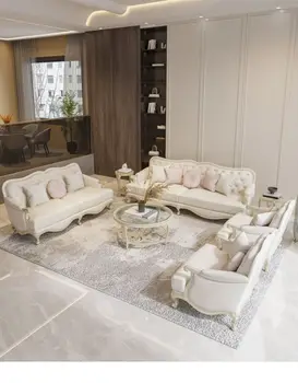 Роскошная вилла угловая наложница современный простой американский легкий диван роскошного размера в гостиной европейский кожаный диван