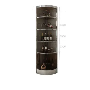 Роскошный угловой винный шкаф Nordic Light в гостиной у стены, серебряный полый веерообразный из нержавеющей стали