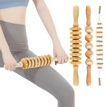 Ручные деревянные массажные инструменты, Антицеллюлитный массажный ролик, лимфодренаж, облегчение боли в ногах, спине, Массажная палочка для здоровья тела