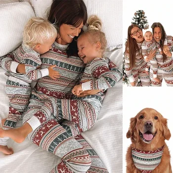 Семейный образ, одинаковые комплекты для семьи, Рождество 2023, Рождественский семейный пижамный комплект для папы, мамы, дочки, мальчика, девочки, собаки целиком