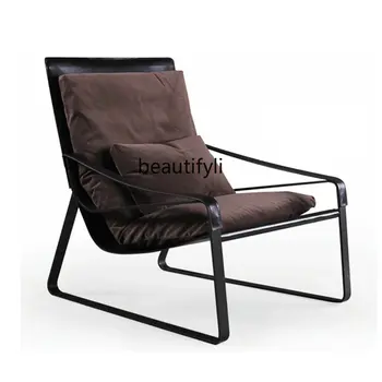 Скандинавское Дизайнерское кресло для отдыха Современный минималистичный Ленивый диван-кресло для гостиной Односпальные Кожаные кресла стулья для гостиной