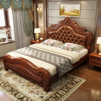 Современная роскошная детская двуспальная кровать с деревянным высококачественным изголовьем, двуспальная кровать King Size, детская Спальная мебель для спальни с подсветкой Deux Place