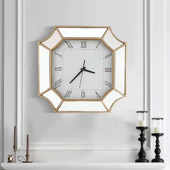 Современные креативные часы настенное украшение для гостиной на крыльце, электронные часы, модные простые стеклянные зеркальные настенные часы