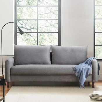 Современный диван с изогнутыми подлокотниками середины века на ножках из массива дерева, полноценный диван для гостиной, Светло-серый диван для отдыха В прихожей, роскошные секционные диваны