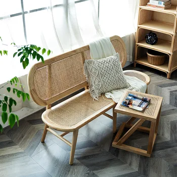 Сочетание диванов из натурального ротанга Nordic home с откидной спинкой из массива дерева простой балкон гостиная для отдыха