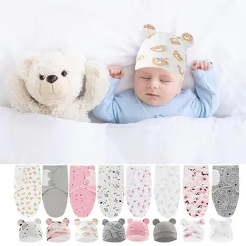 Спальный мешок для новорожденных, хлопковое детское пеленание, Регулируемый Спальный мешок для новорожденных, Шапочка, Защита от ударов, Теплое Мягкое одеяло