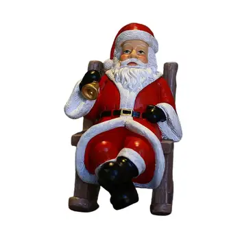 Статуя Санта-Клауса в кресле-качалке Изысканная Статуя Санта-Клауса в кресле-качалке с колокольчиком, Мультяшные Анимированные фигурки