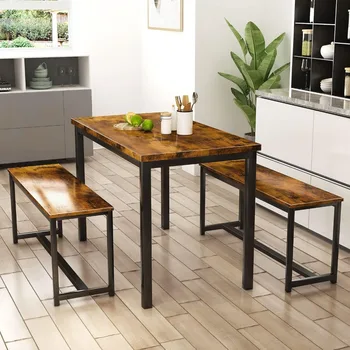 Столовый набор для кухни и столовой, идеально подходящий для дома, деревянный обеденный стол, стулья, полноценная мебель для стульев
