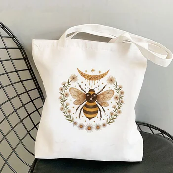 Сумка-тоут с принтом Пчелы-покупательницы из мультфильмов Honey Moon, женская сумка-шоппер в стиле Харадзюку, женская сумка для покупок на плечо, женская холщовая сумка