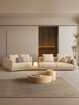 тканевый диван изогнутой формы в современном минималистичном стиле гостиной в скандинавском минималистичном стиле ins cream log