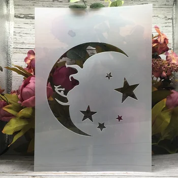 Трафареты для наслоения Сонной Луны и сверкающих звезд формата А4 29 см, раскрашивающие альбом для вырезок, тиснение, декоративный шаблон для альбома