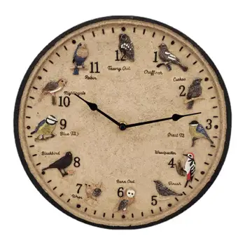 Уличные часы Bird Clocks Настенные часы с термометром 12-дюймовые Bird Настенные часы с батарейным питанием, солнцезащитные в стиле ретро