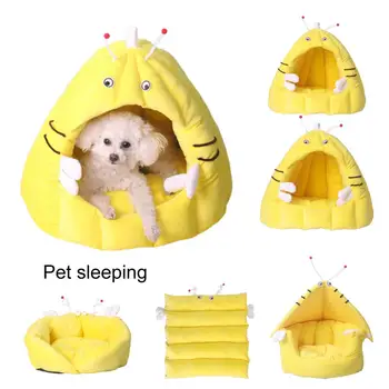Уютная Собачья Кровать Мягкая Легкая Палатка Для Домашних Животных В Форме Пчелы Домашняя Кошка Собака Зимняя Спальная Кровать