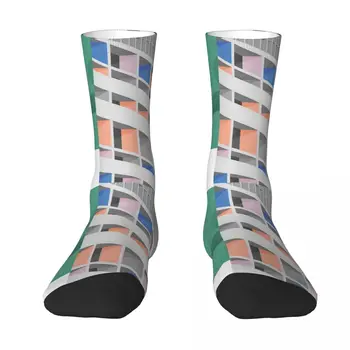 Фасадная Иллюстрация Архитектуры Ле Корбюзье Минималистичные Цветные Носки Cite Radieuse Всесезонные Носки для Подарков Унисекс