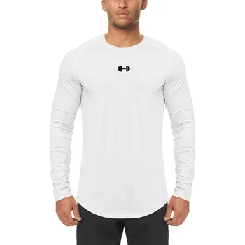 ФИТНЕС АКУЛА Осенняя мужская спортивная компрессионная футболка Дышащие, удобные для кожи футболки для фитнеса с длинными рукавами