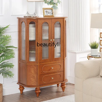 Французский антикварный шкаф из массива дерева, винтажный шкафчик, светлый роскошный кремовый боковой шкаф, многофункциональный домашний книжный шкаф