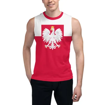 Футболка без рукавов с изображением флага Польши, 3D Мужская футболка для мальчиков, майки для тренажерных залов, джоггеры для фитнеса, баскетбольный тренировочный жилет