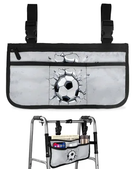 Футбольная спортивная сумка для инвалидной коляски с карманами, подлокотники, боковые сумки, Прогулочная рама для электрического скутера, сумка для хранения