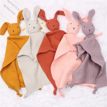 Хлопковая детская пустышка, успокаивающее полотенце, нагрудник, мягкое животное, кукла-кролик, комфортное одеяло для младенцев, игрушки для кормления, обнимашки