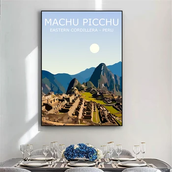 Художественный плакат с принтом Мачу-Пикчу, пейзаж Цитадели Инков, Перу, холст, картина, Винтажный декор домашнего Читального зала, подарок для пеших прогулок