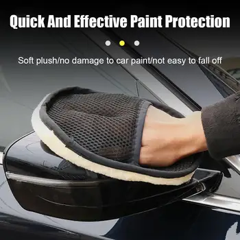 Шерстяные перчатки для автомойки С утолщенной флисовой подкладкой, Шерстяной плюш, Чистящий бархат, принадлежности для автомойки, перчатки для мытья автомобиля Car V9M1