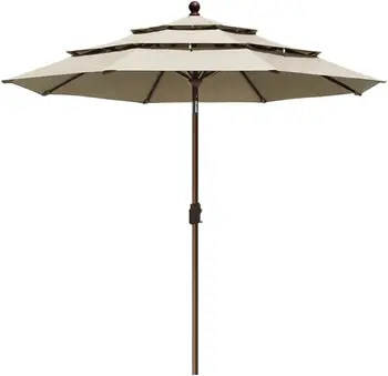 Элитный зонт США 10-Летний Не Выцветающий Sunumbrella 9 Футов 3 Яруса Рыночный Зонт Патио Зонт Настольный Зонт на открытом воздухе