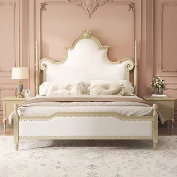 Эстетическая Кровать Nordic Girl Queen Size Cute Salon Twin King Bed Роскошная Современная Кожаная Мебель Для Спальни Letto Matrimoniale