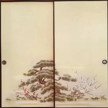 Японская бумага Fusuma 2 листа / пара Декор из дерева Washitsu Декоративные дверные обои Soji Раздвижная дверь Спальня, гостиная