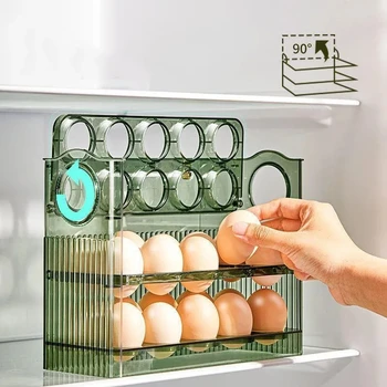 Ящик для хранения яиц Вращающийся органайзер для яиц в холодильнике Контейнеры для еды держатель для яиц диспенсер кухонные ящики для хранения